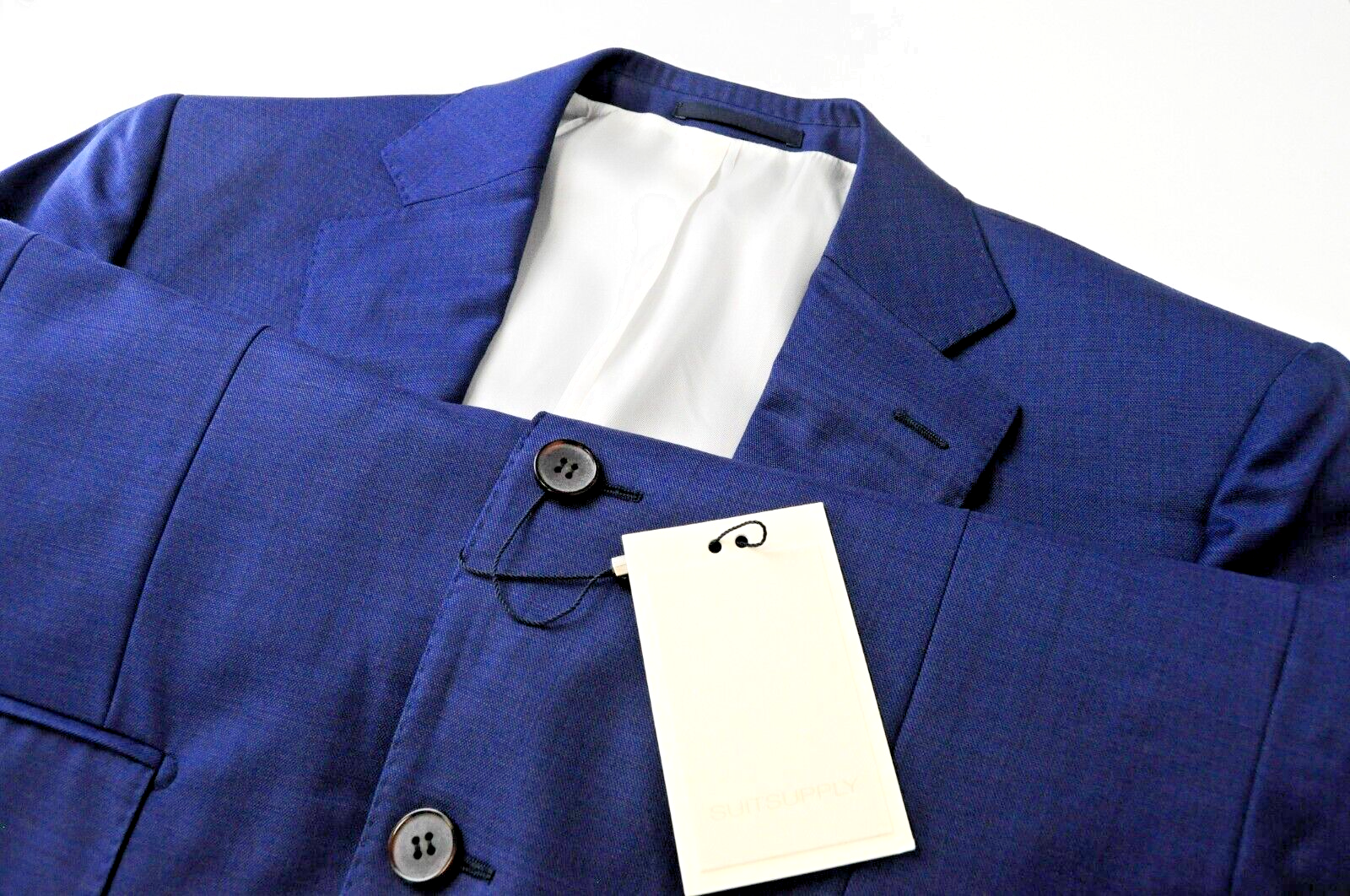 SUITSUPPLY vyriškas UK38L „Napoli Slim“ mėlynas vilnonis „Super 110s“ pamušalu švarkas 