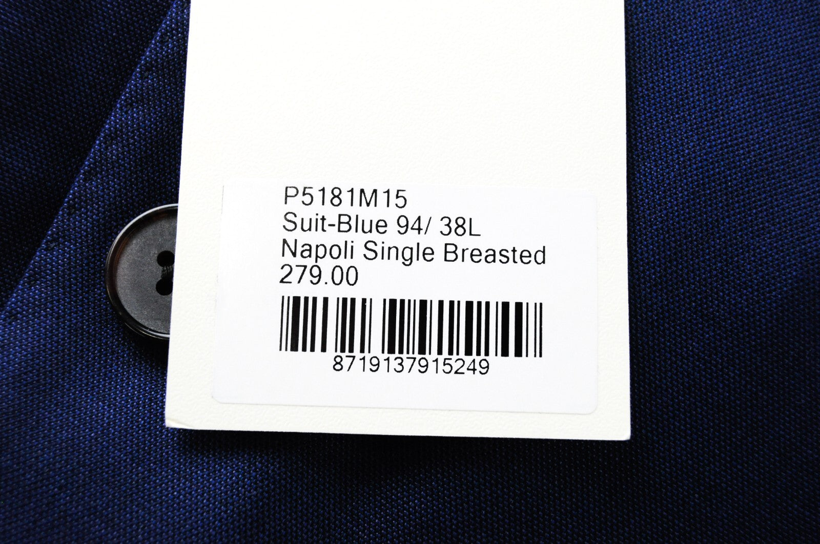 SUITSUPPLY vyriškas UK38L „Napoli Slim“ mėlynas vilnonis „Super 110s“ pamušalu švarkas 