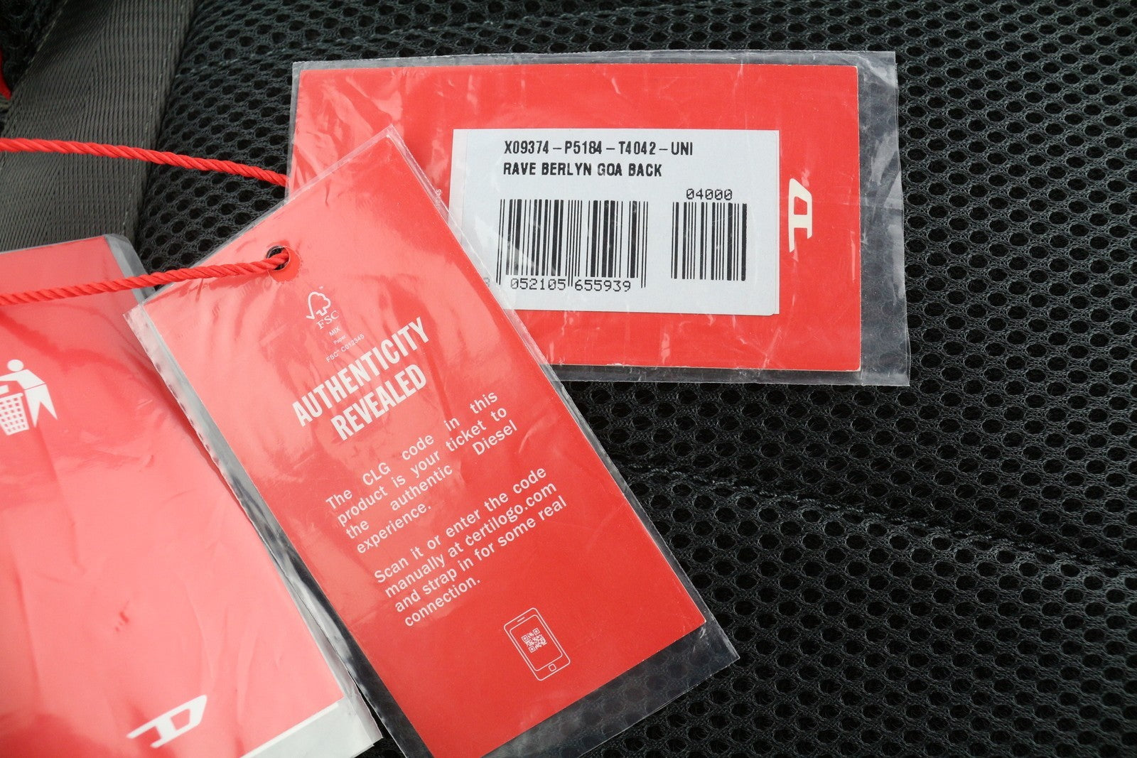 DIESEL Rave Berlyn Goa vyriška rankinė OS unisex kuprinė, raudona, dengta RRP 250 € 