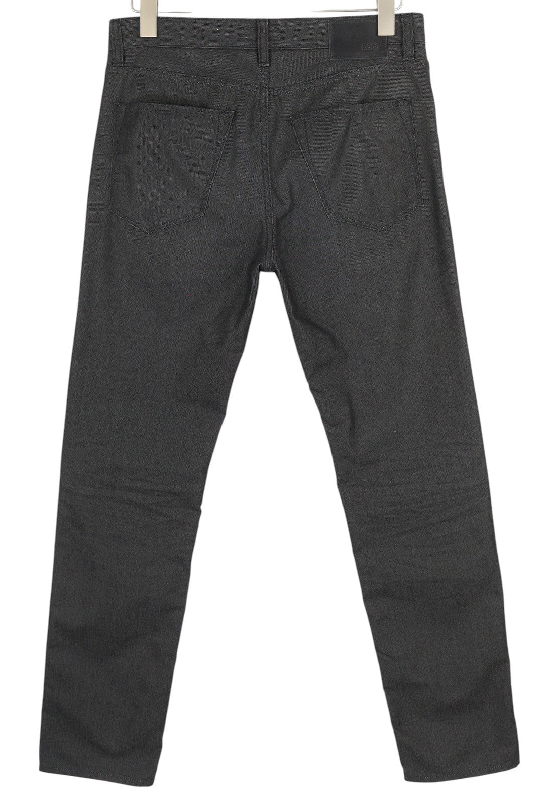 HUGO BOSS Maine1-10 vyriškos kelnės W31/L34 juodos, plonos, raštuotos su užtrauktuku ir logotipu. 