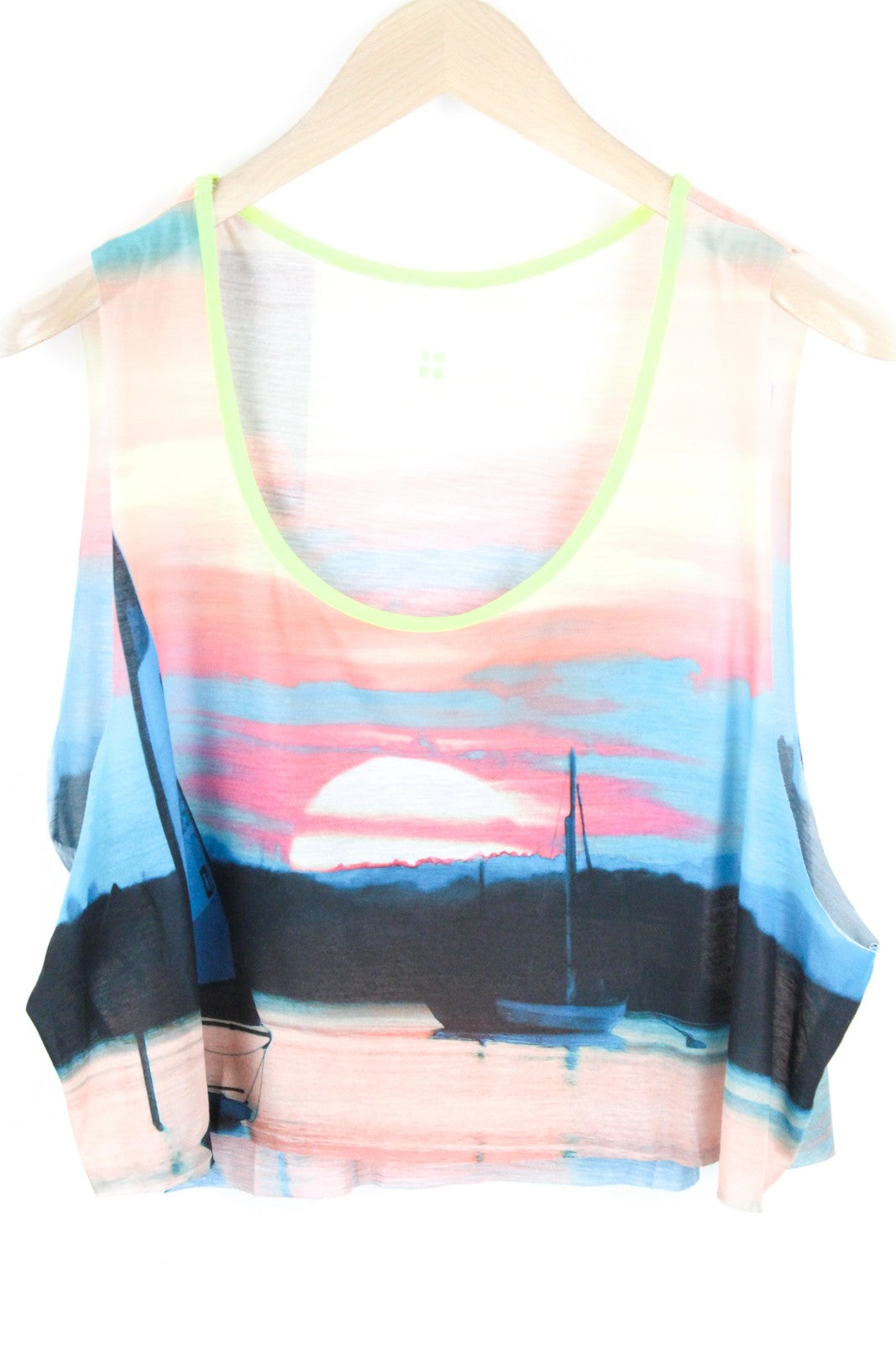 SWEATY BETTY Skipper Women's Run Tank Top L Pink Cropped Loose Fit Sleeveless