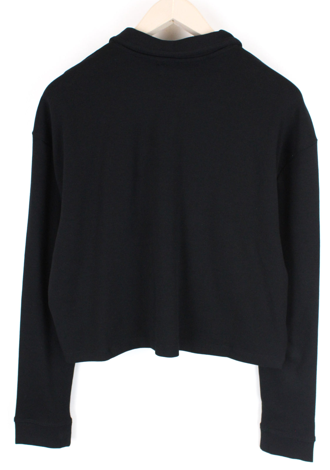 ZIGN moteriški marškinėliai XL dydžio, juodi, trumpinti polo marškinėliai su apykakle, tamprios medvilnės mišinio džersio medžiaga. 