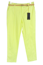 MAISON SCOTCH moteriškos W29/L32 geltonos chino kelnės su diržu, tamprios, klostuotos 