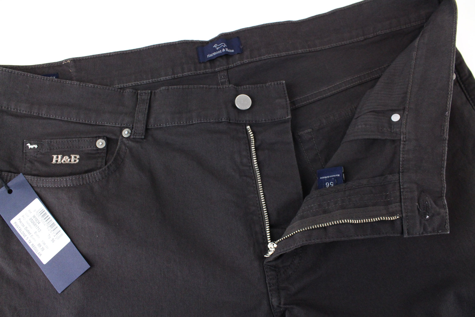 HARMONT &amp; BLAINE vyriškos kelnės IT56 rudos su užtrauktuku, klasikinės, tamprios medvilnės mišinio kelnės 
