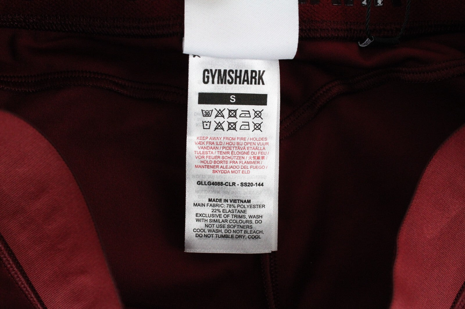 GYMSHARK moteriškos tamprės S su raudonu tampriu juosmeniu Focus Activewear 