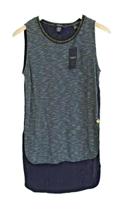 MAISON SCOTCH Women S Black Sleeveless Striped Longer Back Contrast Top