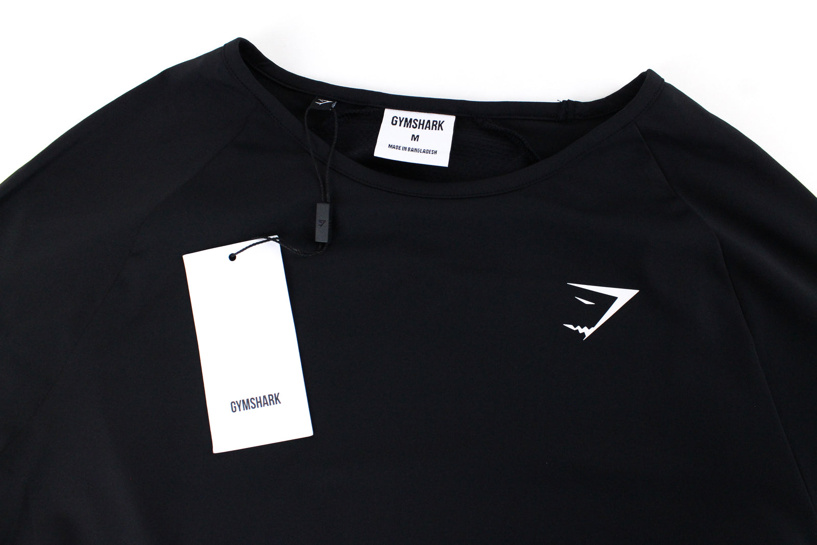 GYMSHARK treniruočių moteriški sportiniai marškinėliai M, trumpi, juodi, apvalia apykakle, tamprūs treniruočių marškinėliai 