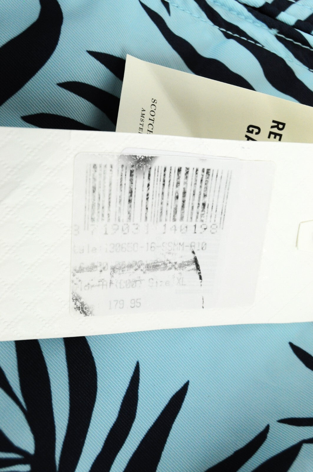 SCOTCH &amp; SODA vyriška XL dydžio dvipusė mėlyna turkio spalvos lininė bomber striukė su palmių raštu 