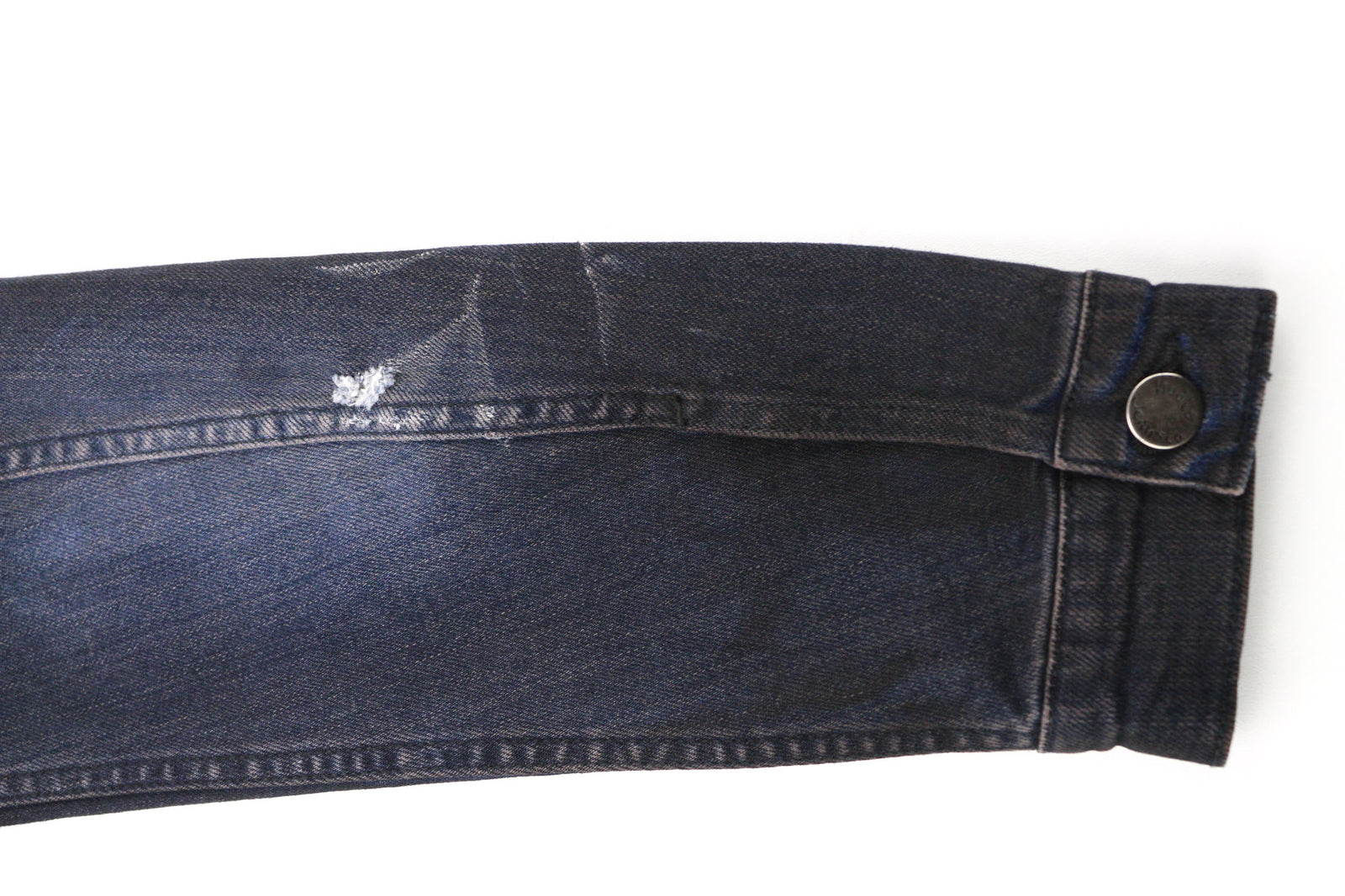 NUDIE JEANS Perry Men Jacket S Denim Organic Black On Blue Buttoned Spread Neck