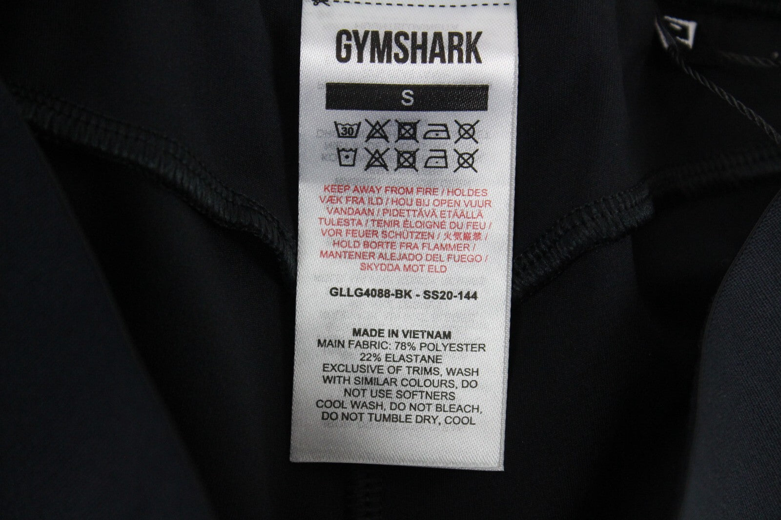 GYMSHARK moteriškos tamprės S dydžio su juodu juosmeniu ir tampriu „Focus Activewear“ logotipu 