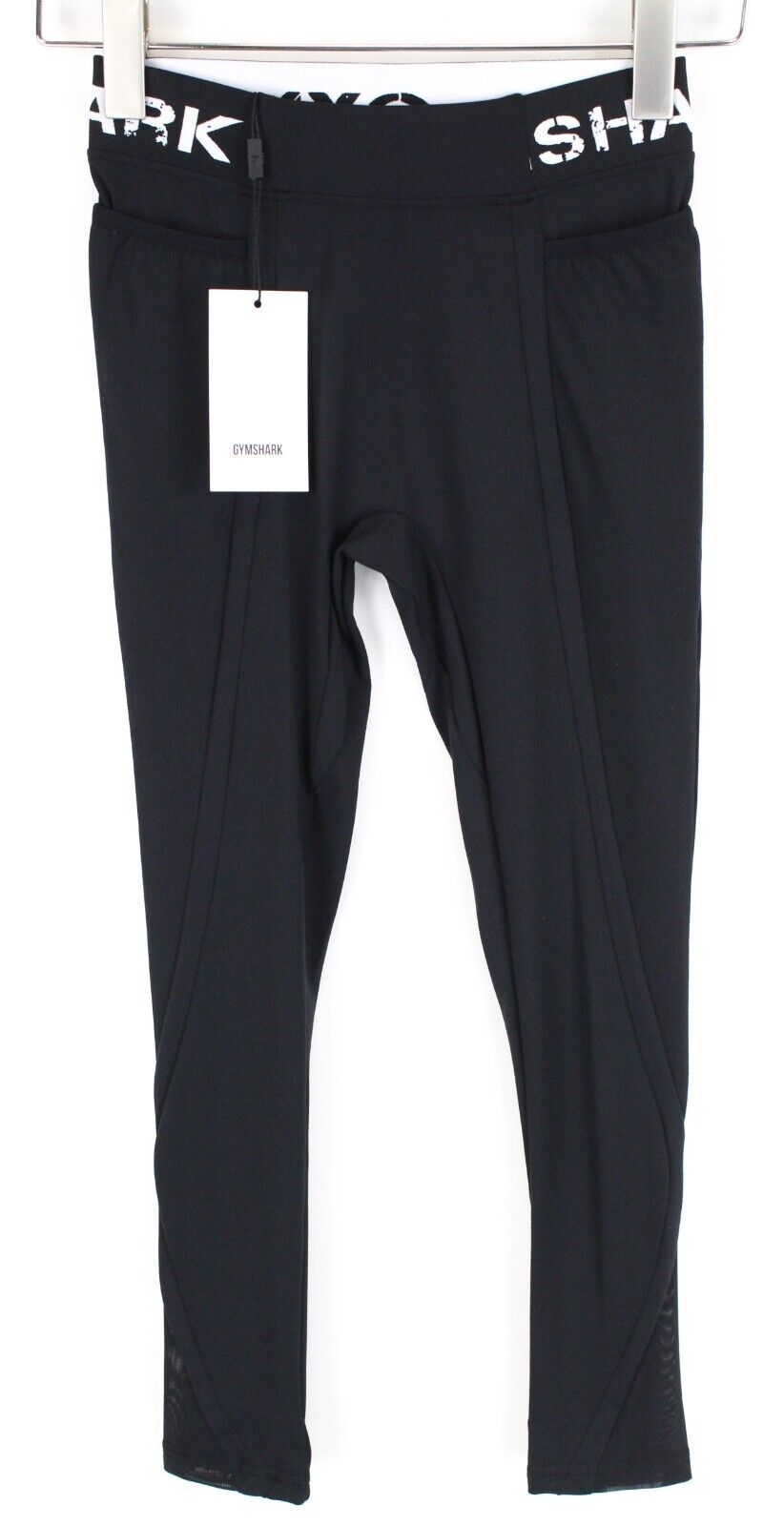 GYMSHARK moteriškos tamprės S juodos spalvos su „Legacy Fitness“ logotipu juosmens juosmeniui 