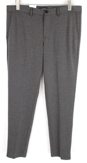JACK & JONES Men Trousers W36/L32 Grey Stretch Pleated Jersey Slit Pockets_