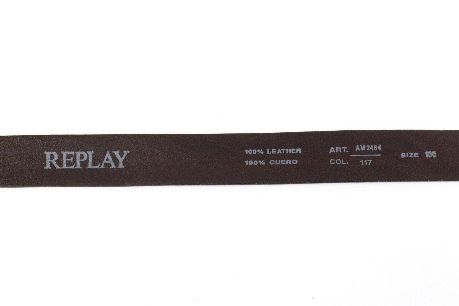 REPLAY vyriškas diržas 100 cm, rudas, vienspalvis, natūralios odos, su sagtimis, galvijos oda 