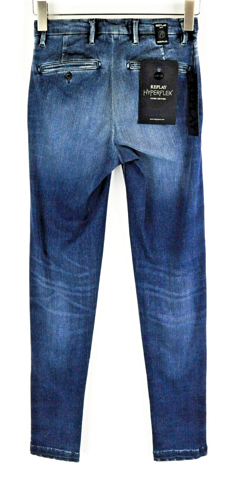REPLAY Men Jeans W27/L32 Slim Fit Washed Cotton Chino Stretch Blue Lehoen