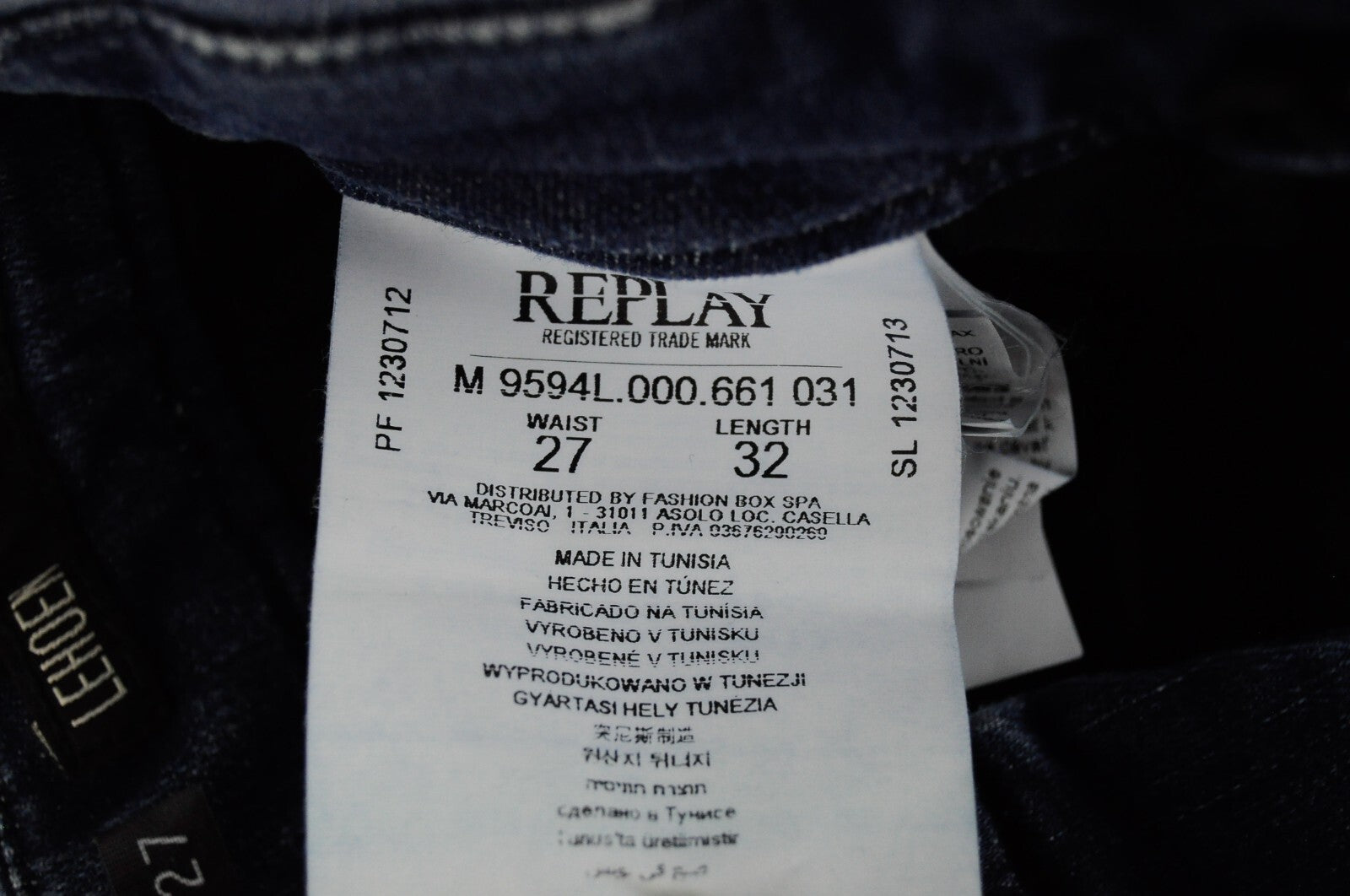 REPLAY Men Jeans W27/L32 Slim Fit Washed Cotton Chino Stretch Blue Lehoen