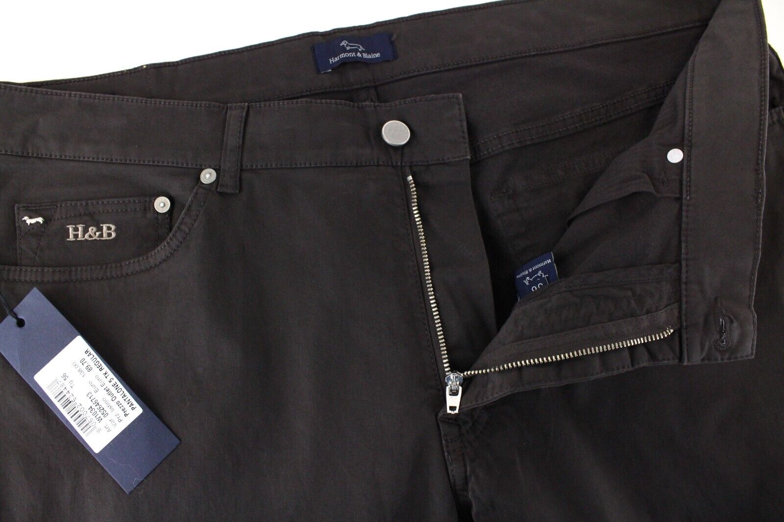 HARMONT & BLAINE Men Trousers 56 Brown Regular Fit Cotton Stretch Jean Style