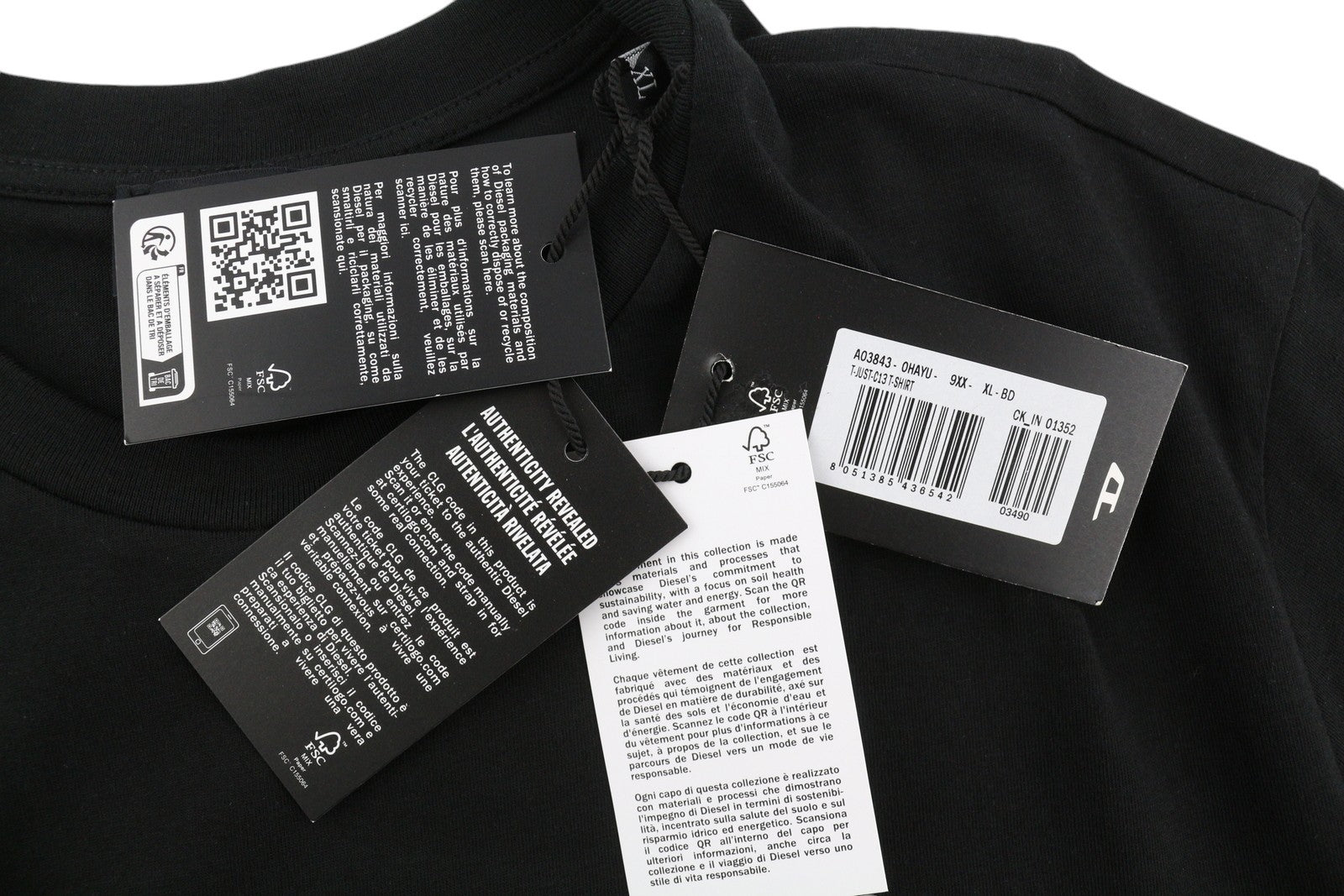 DIESEL T-Just-C13 vyriški marškinėliai, XL dydžio, juodi, trumpomis rankovėmis, apvalia apykakle, medvilniniai trikotažiniai marškinėliai 