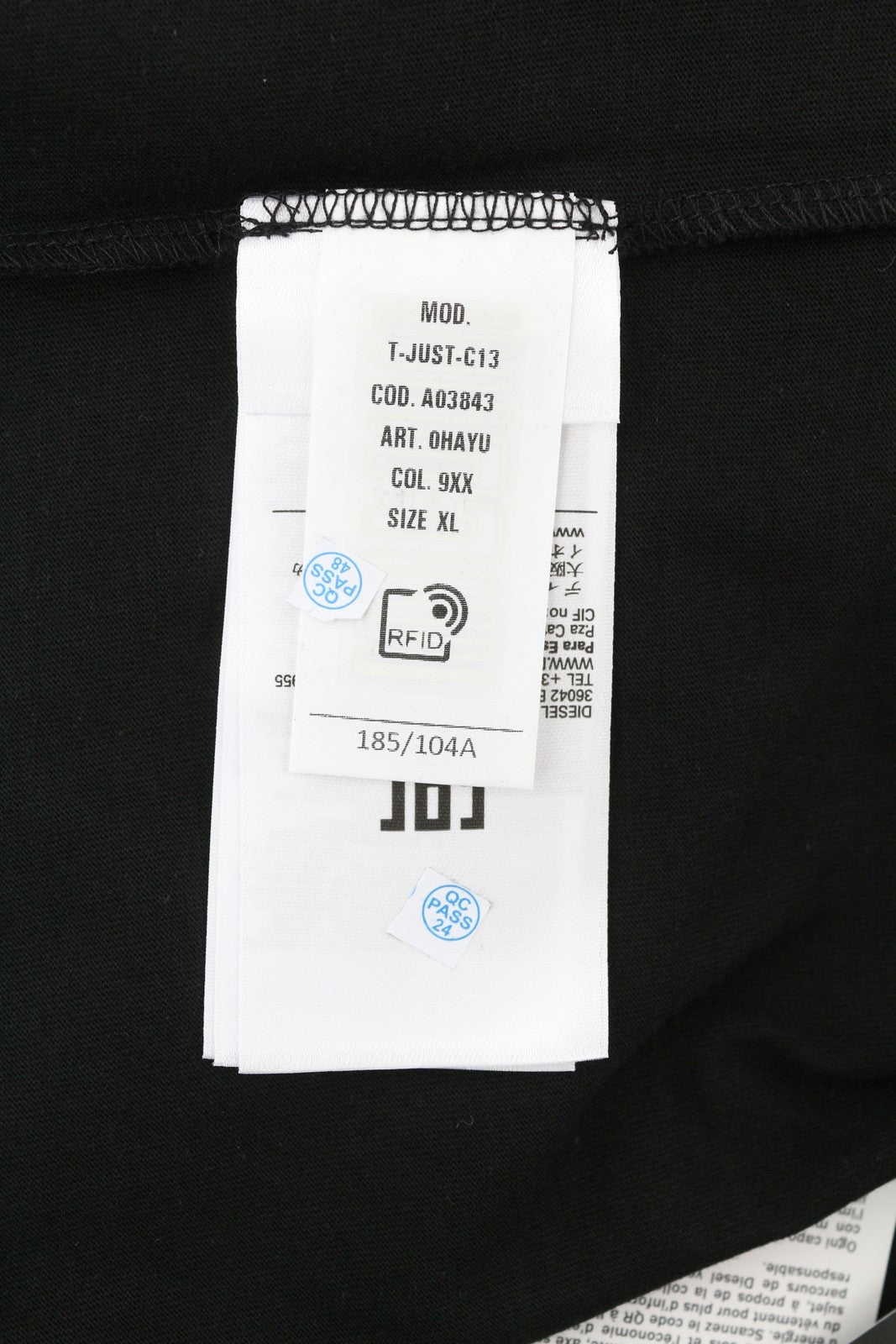 DIESEL T-Just-C13 vyriški marškinėliai, XL dydžio, juodi, trumpomis rankovėmis, apvalia apykakle, medvilniniai trikotažiniai marškinėliai 