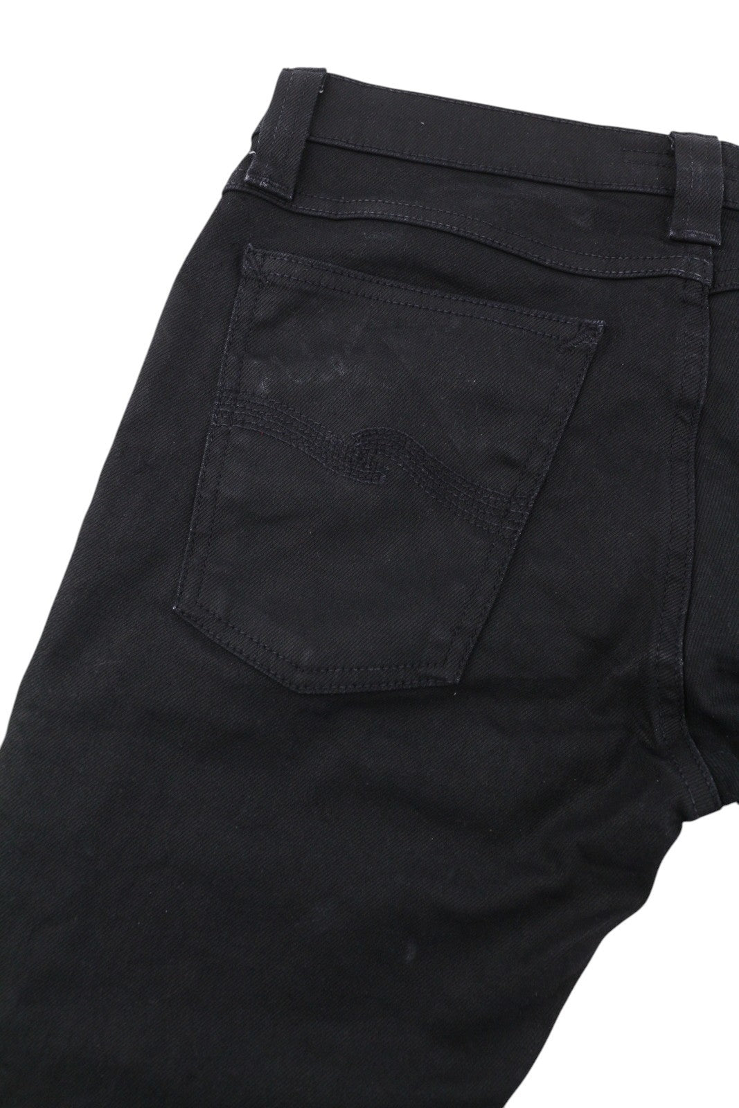 NUDIE JEANS aptempti ilgi vyriški džinsai W28/L30 Throb juodi, organiniu sluoksniu dengti džinsai 