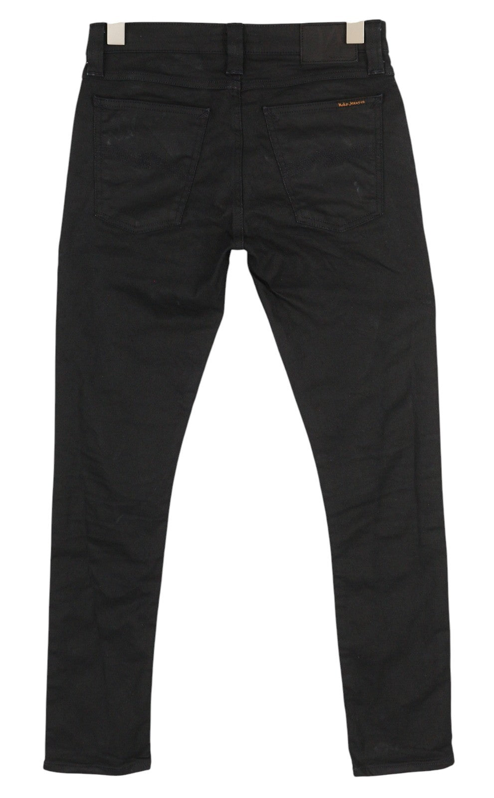 NUDIE JEANS aptempti ilgi vyriški džinsai W28/L30 Throb juodi, organiniu sluoksniu dengti džinsai 