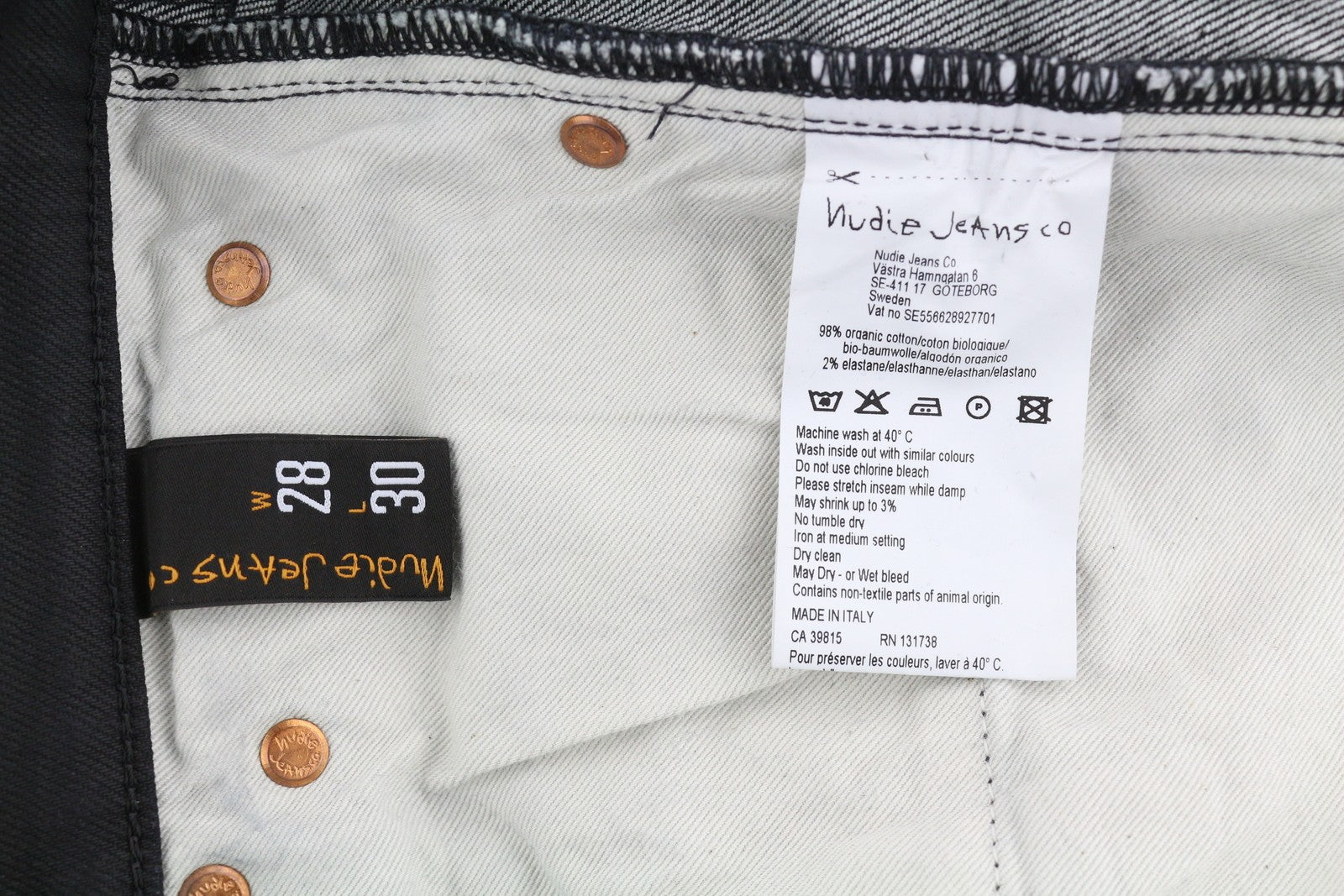 NUDIE JEANS aptempti ilgi vyriški džinsai W28/L30 Throb juodi, organiniu sluoksniu dengti džinsai 