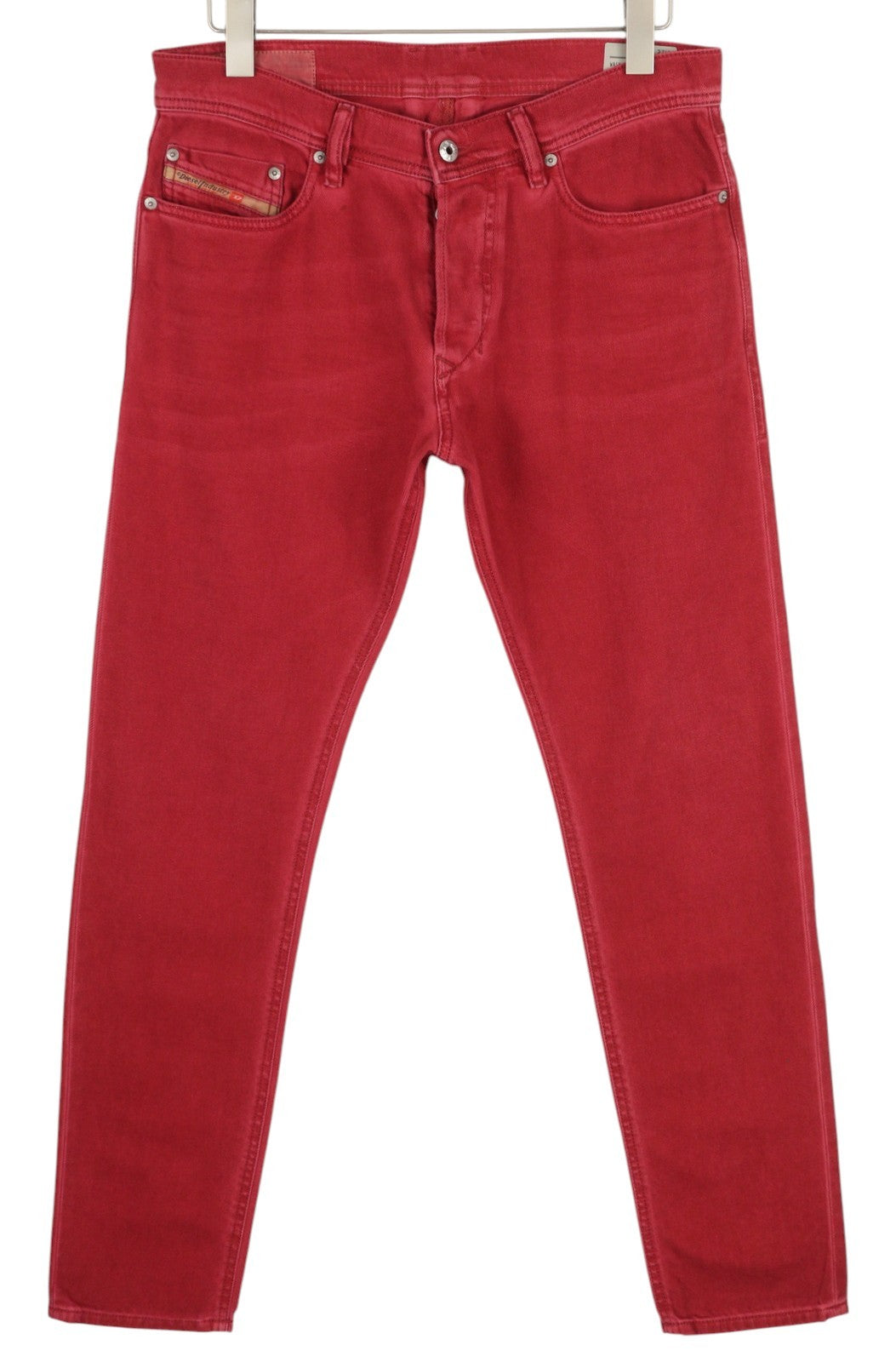 DIESEL Tepphar 0856Y Men Jeans W31 Denim Red Slim Carrot Fit Stretch Button