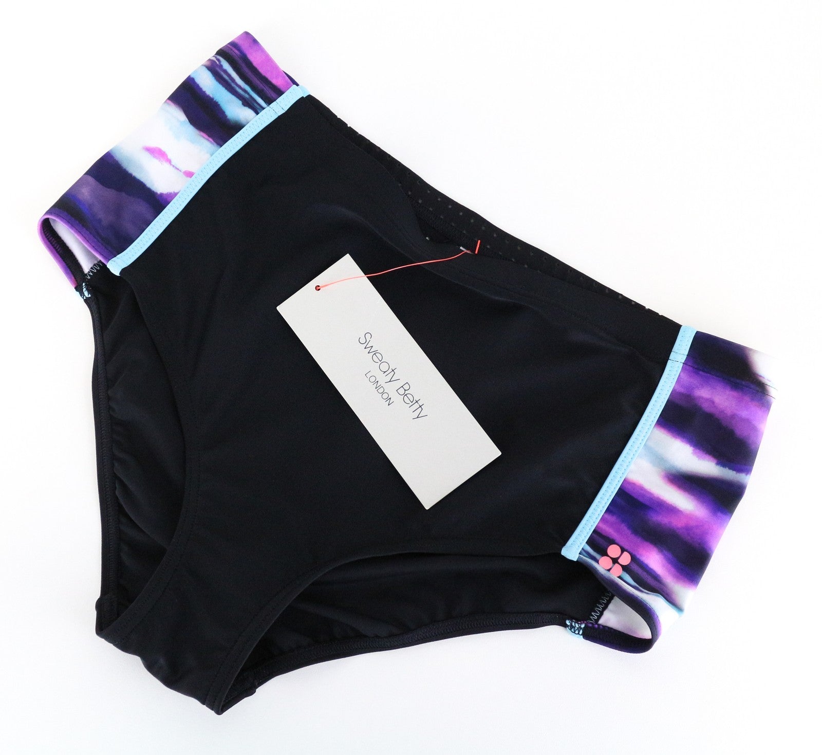 SWEATY BETTY Tranquility Retreat Swimwear M Black High-Waist 60s Bikini Bottom