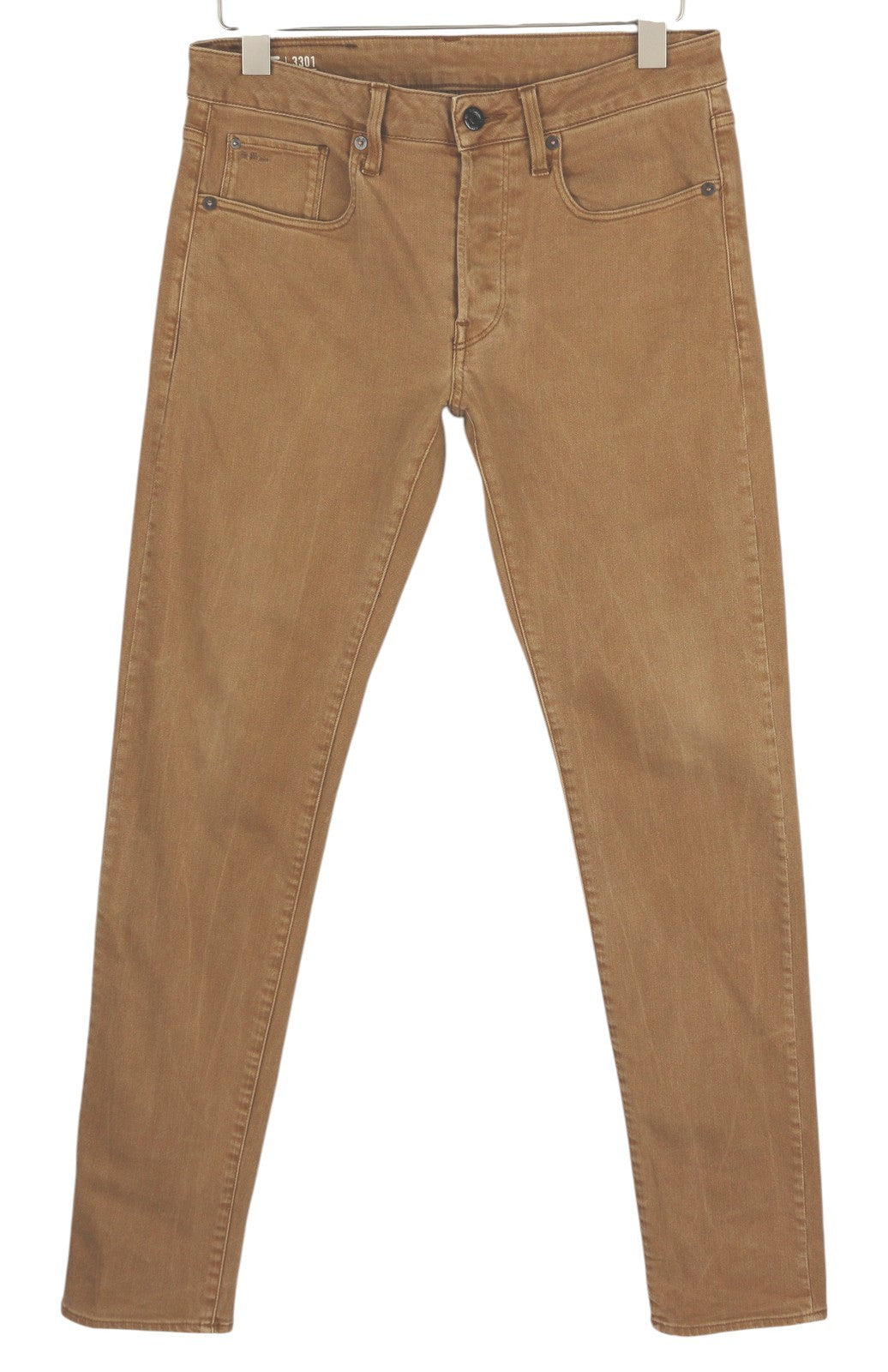 G-STAR 3301 Slim Coj Men Jeans W29/L34 Denim Brown Button Fly Logo 5-Pockets