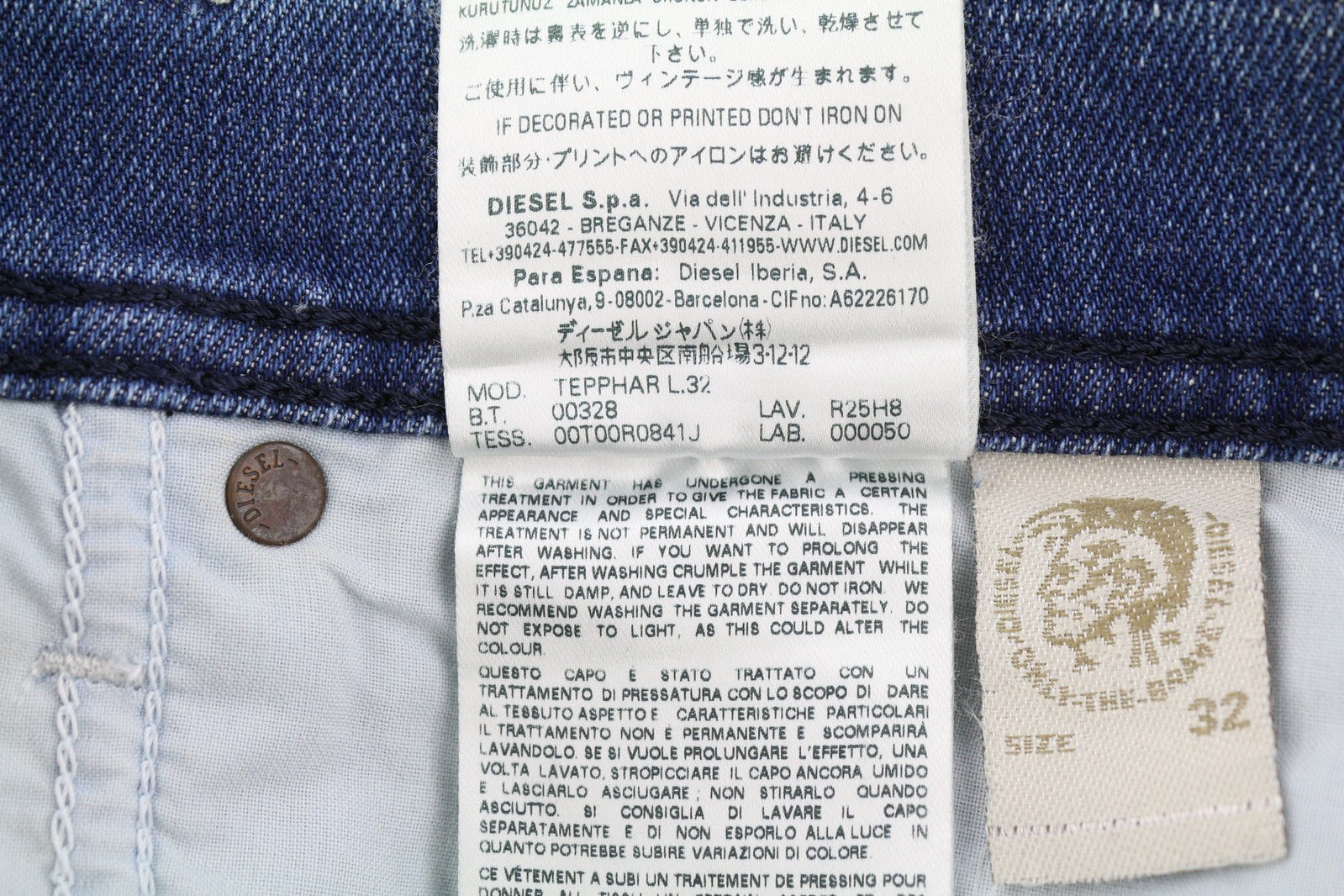 DIESEL Tepphar R25H8 vyriški džinsai W32/L32 Slim Carrot Fit tamprūs mėlyni RRP 180 € 