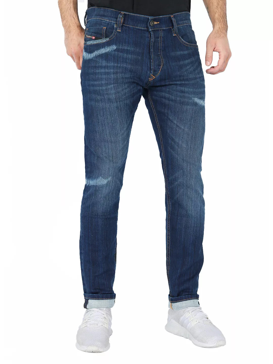 DIESEL Tepphar 0098N vyriški džinsai W30/L32 Slim Fit, tamprūs, plėšyti, mėlyni, RRP200