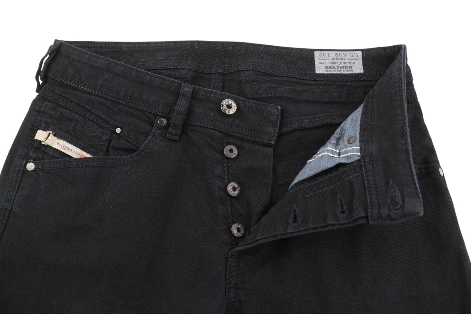 DIESEL Belther 0886Z Men Jeans W29/L32 Denim Black Regular Slim Tapered Stretch