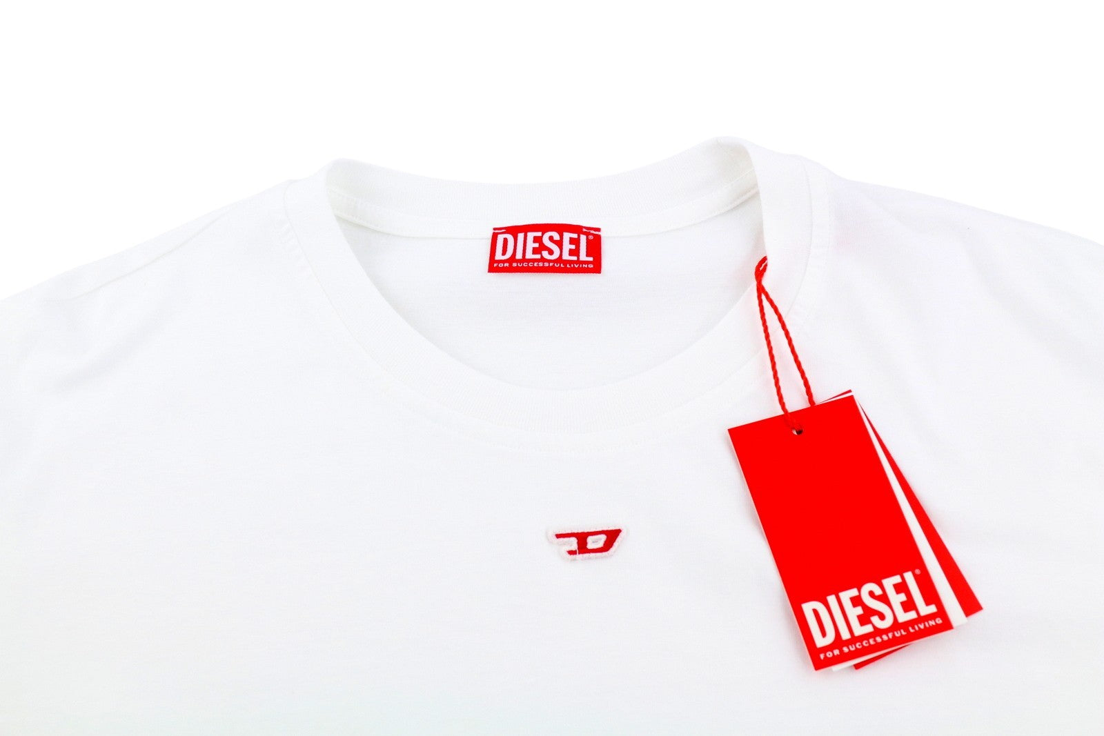 DIESEL T-Diegor-1D vyriški marškinėliai, balti, trumpomis rankovėmis, su apvalia apykakle ir logotipu, trikotažas. 3XL dydis. 