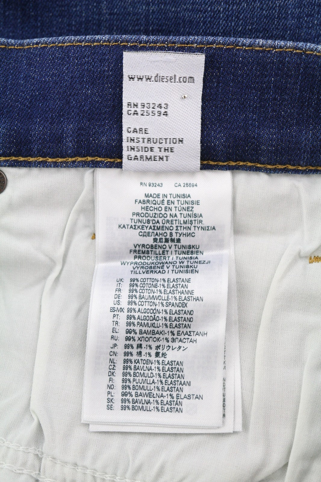 DIESEL D-Mihtry 009NN vyriški džinsai W30/L32 tiesaus kirpimo, tamprūs, skalbto mėlyno logotipo imitacija 