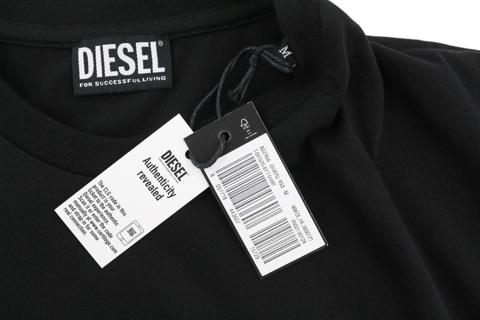 DIESEL T-Diegos-B7 vyriški marškinėliai M, juodi, trumpomis rankovėmis, apvalia apykakle, trikotažinio audinio 