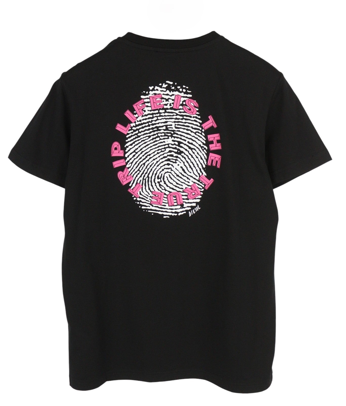 DIESEL T-Diegos-B7 Men T-Shirt L Black Short Sleeved Crew Collar  Tricot