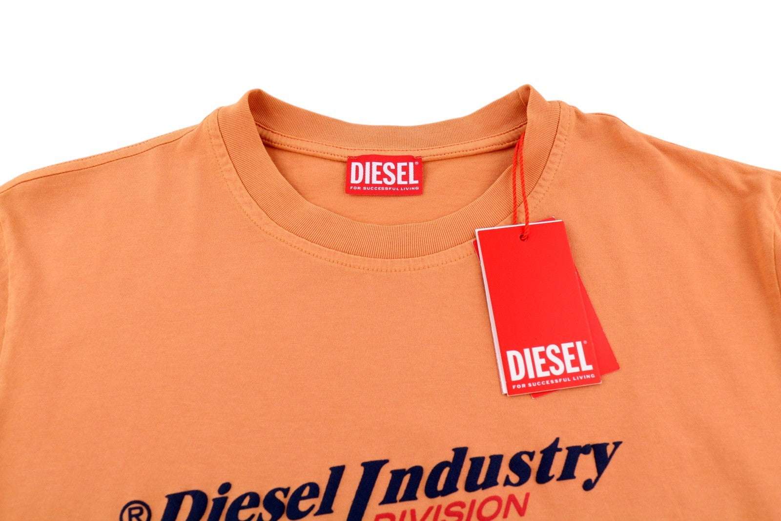 DIESEL T-Diegor-Ind Men T-Shirt XL Orange Short Sleeved Crew Collar Logo Tricot