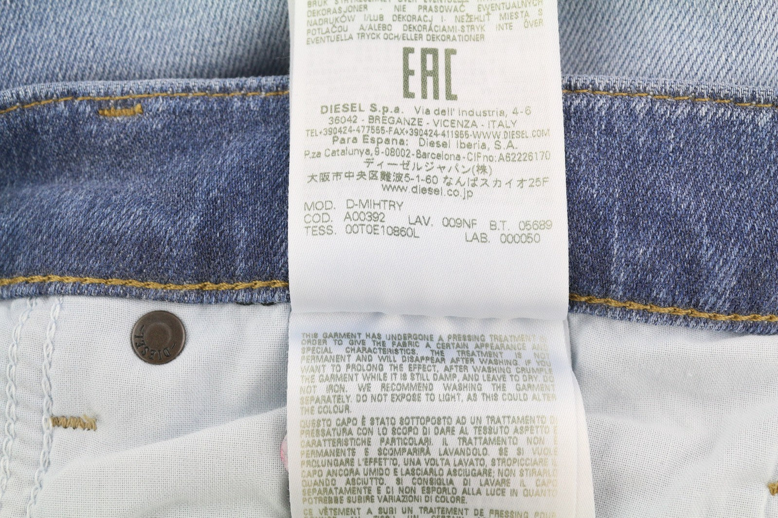 DIESEL D-Mihtry 009NF vyriški džinsai W32/L34 tiesaus kirpimo, tamprūs, su sagomis, išblukę