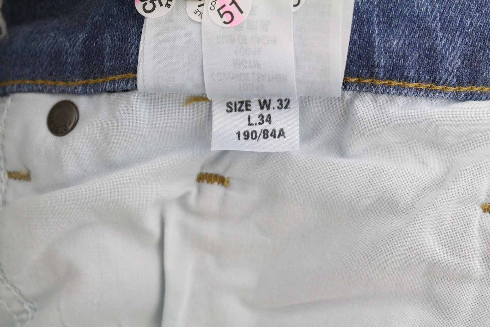 DIESEL D-Mihtry 009NF vyriški džinsai W32/L34 tiesaus kirpimo, tamprūs, su sagomis, išblukę