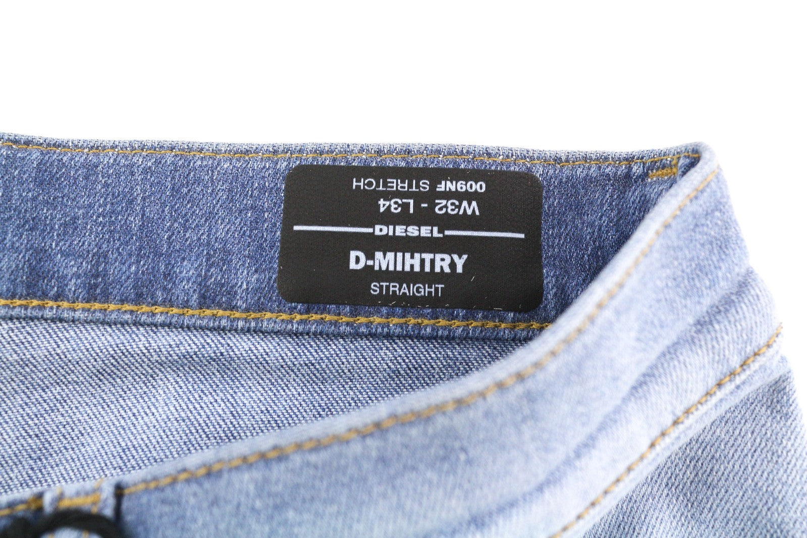 DIESEL D-Mihtry 009NF vyriški džinsai W32/L34 tiesaus kirpimo, tamprūs, su sagomis, išblukę