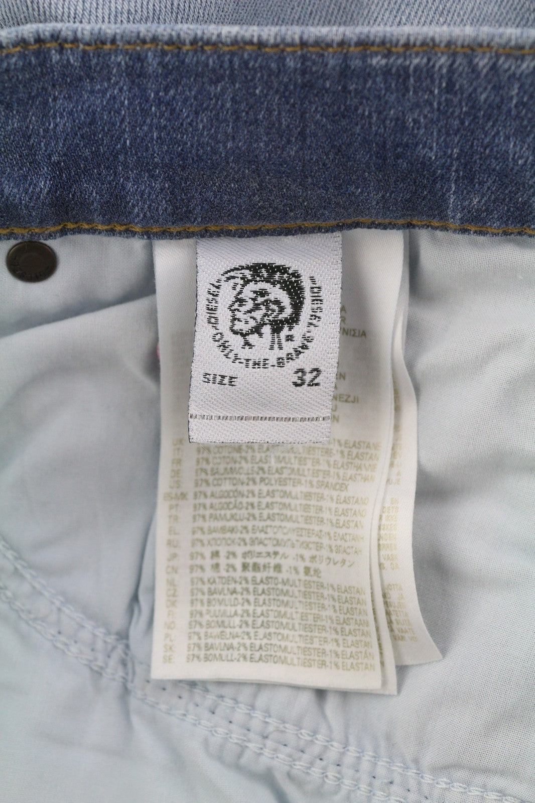 DIESEL D-Mihtry 009NF vyriški džinsai W32/L34 tiesaus kirpimo, tamprūs, su sagomis, išblukę