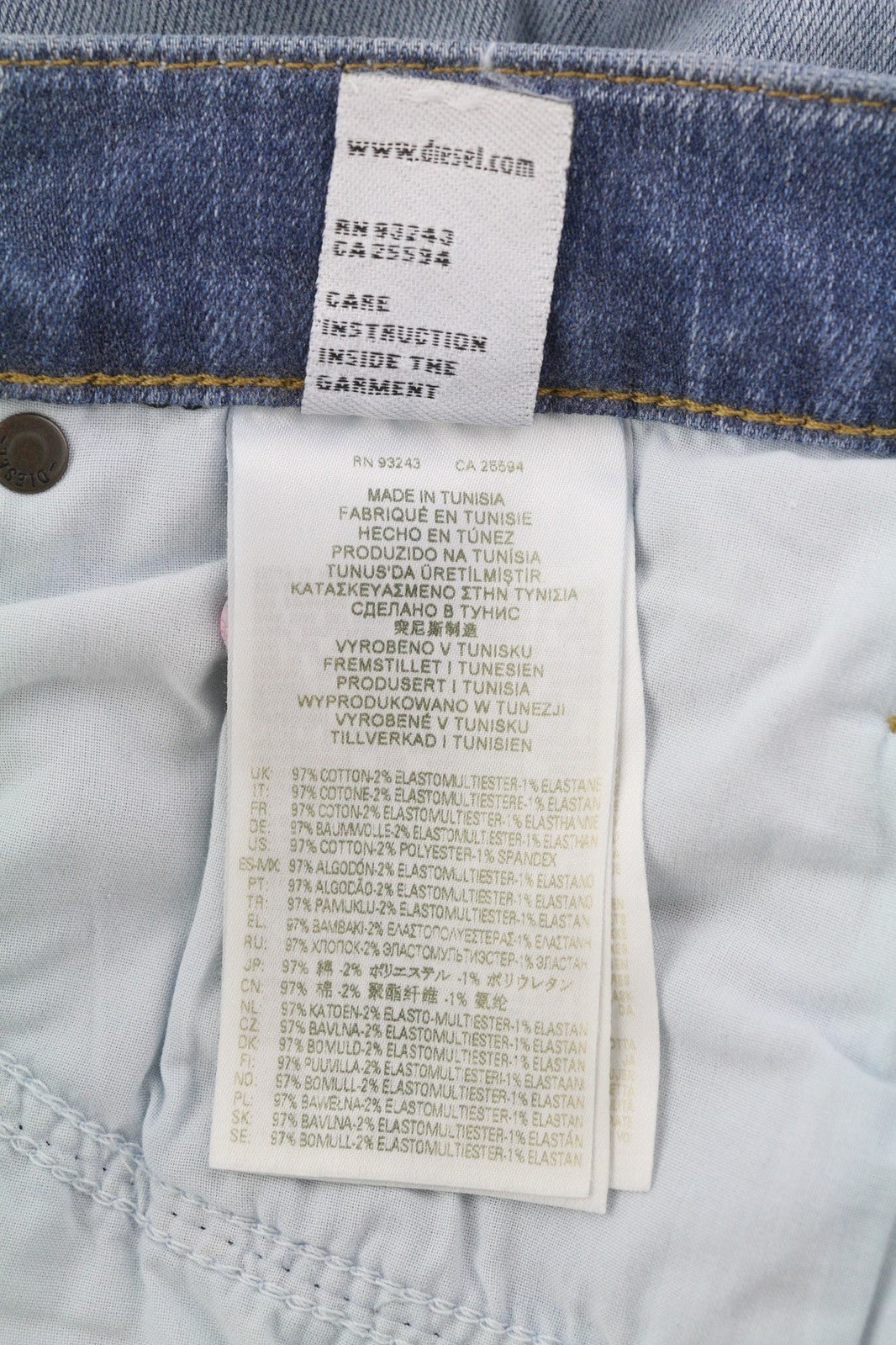 DIESEL D-Mihtry 009NF vyriški džinsai W32/L34 tiesaus kirpimo, tamprūs, su sagomis, išblukę