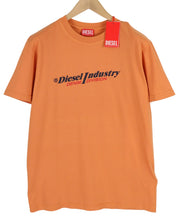 DIESEL T-Diegor-Ind Men T-Shirt 2XL Orange Short Sleeved Crew Collar Logo Tricot