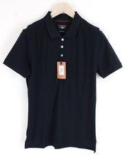 STATE OF ART Men T-Shirt S Navy Pure Cotton Short Sleeve Cutaway Collar Polo