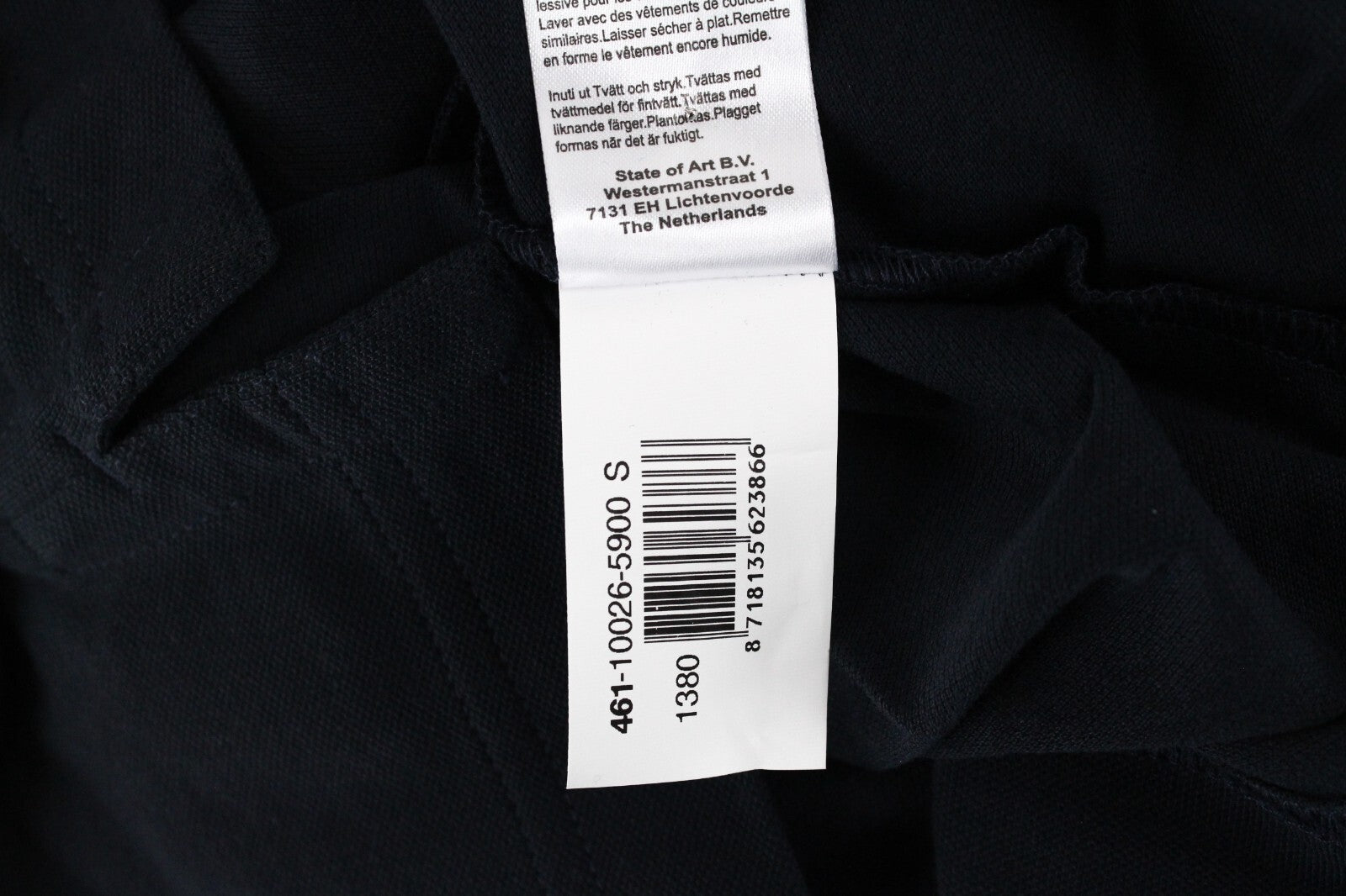 STATE OF ART Men T-Shirt S Navy Pure Cotton Short Sleeve Cutaway Collar Polo