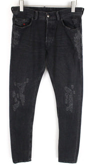 DIESEL Tepphar 085AJ Men Jeans W32/L34 Slim Skinny Grey Stretch Cotton Ripped