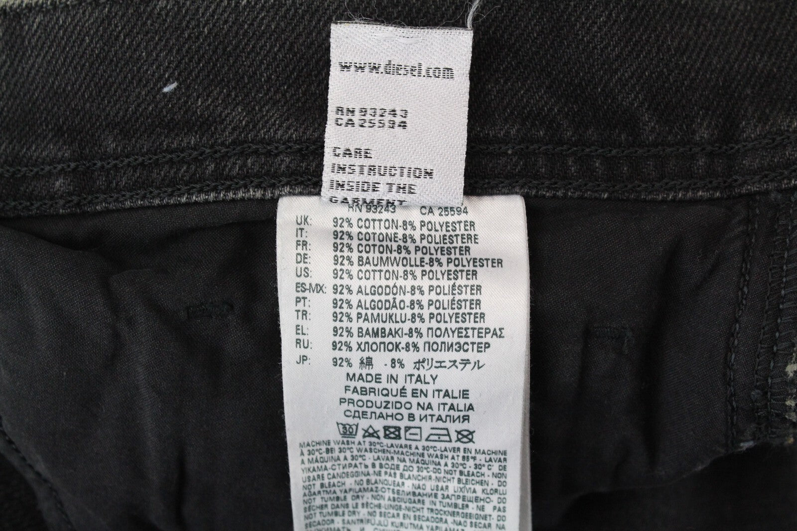 DIESEL Tepphar 085AJ Men Jeans W32/L34 Slim Skinny Grey Stretch Cotton Ripped