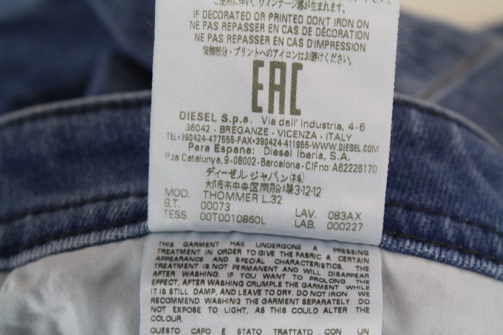 DIESEL Thommer 083AX Mens Jeans W28/L32 Slim Washed Cotton Stretch Blue