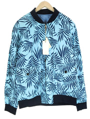 SCOTCH &amp; SODA vyriška lininė medvilninė striukė „Bomber“ su palmių raštu, šviesiai mėlyna, XL dydžio 