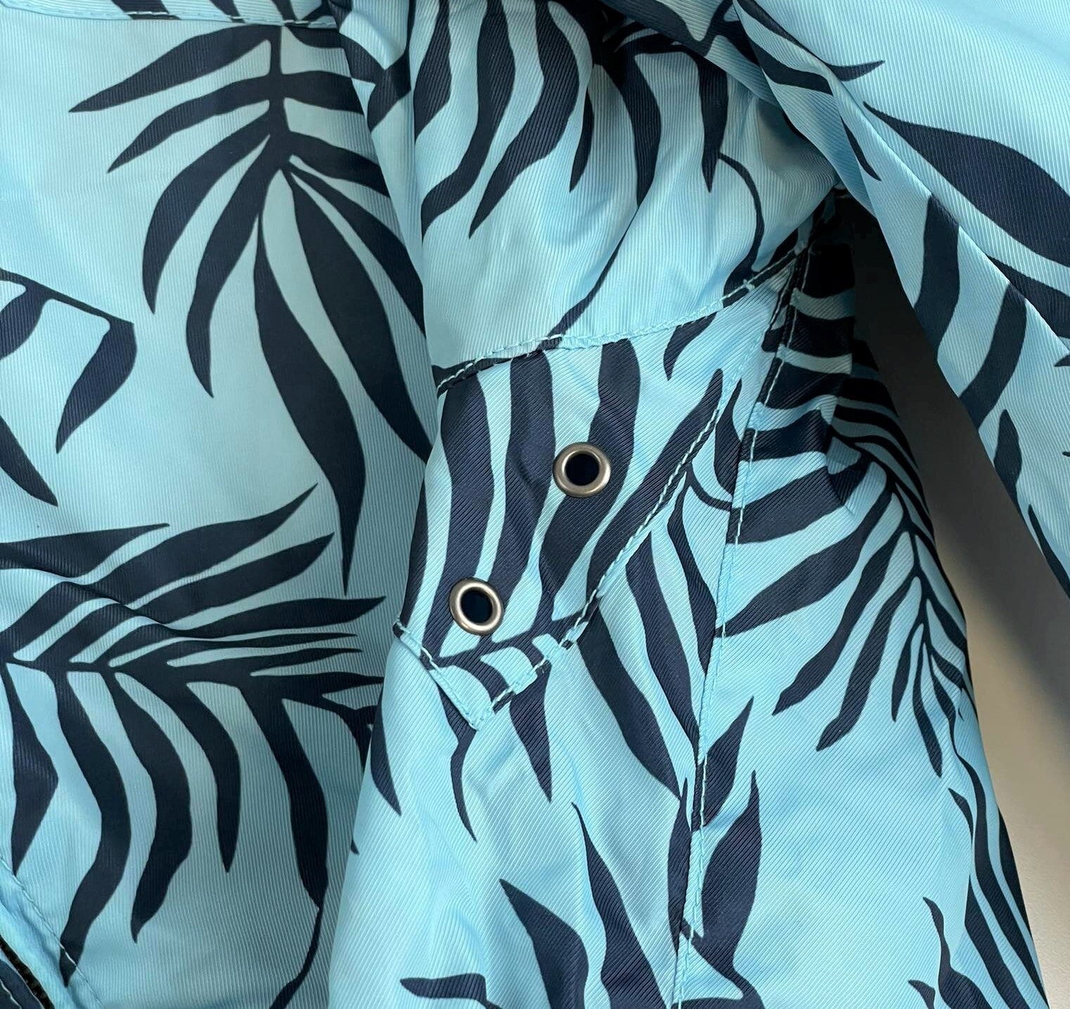 SCOTCH &amp; SODA vyriška lininė medvilninė striukė „Bomber“ su palmių raštu, šviesiai mėlyna, XL dydžio 