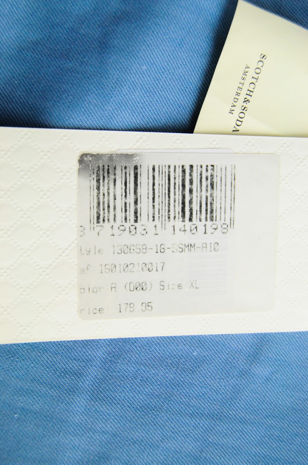 SCOTCH &amp; SODA vyriška lininė medvilninė striukė „Bomber“ su palmių raštu, šviesiai mėlyna, XL dydžio 